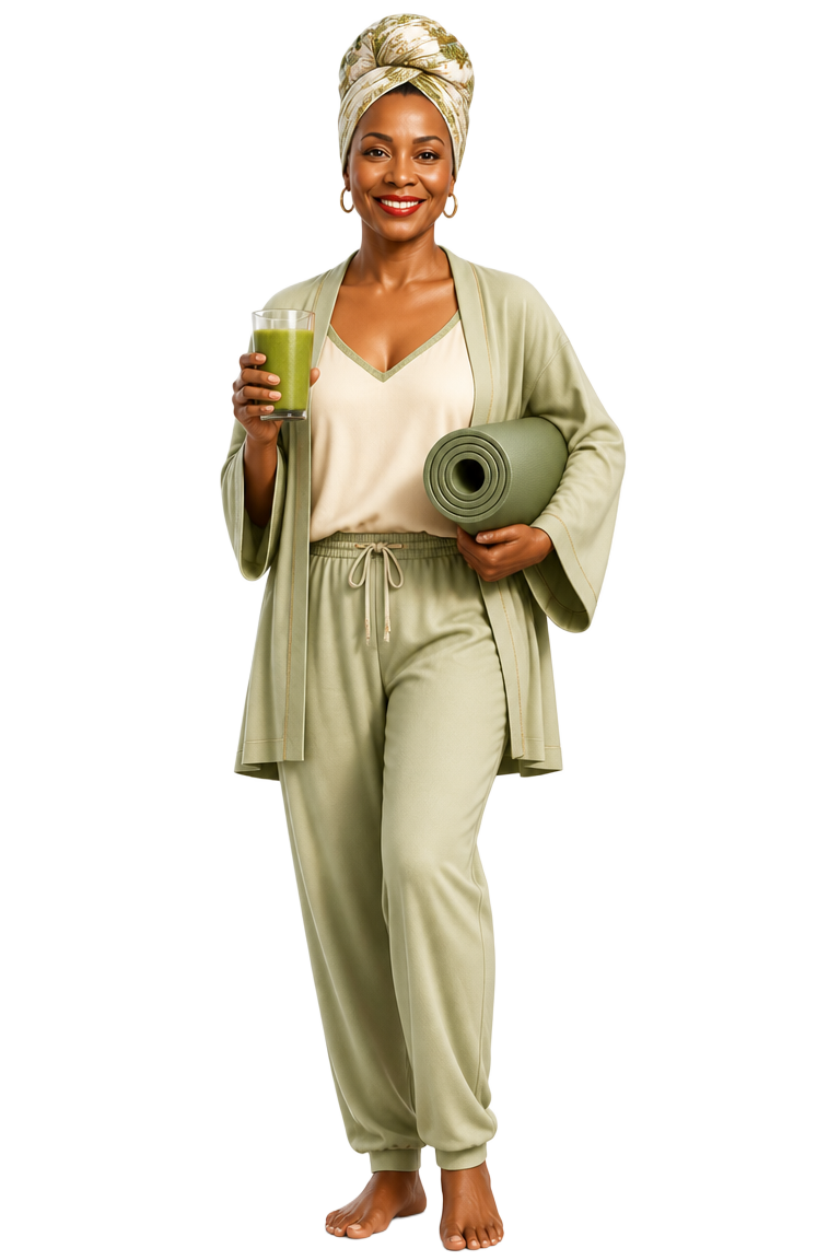 Amy the Wellness Guide — 3D brand avatar of Amy with a smoothie and yoga mat